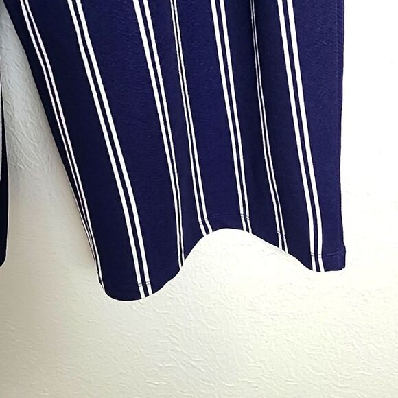 Derek🤍Heart Palazzo Blue & White Stripe Wide-leg Pants, Button Accents, Size 2X - Picture 3 of 8